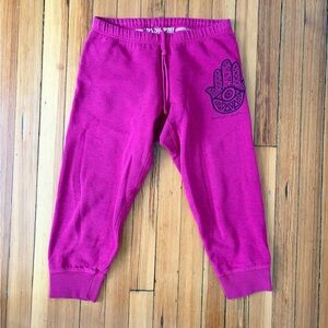 Spiritual Gangster Magenta Crop Joggers with Hamsa Design
